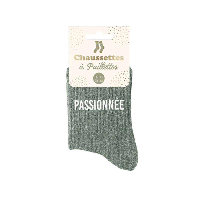 chaussettes vertes paillettes passionnée