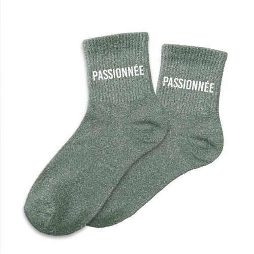 chaussettes vertes paillettes passionnée