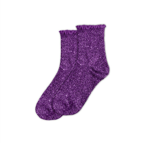 chaussettes courtes violettes feston paillettes