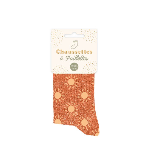 chaussettes oranges paillettes soleil