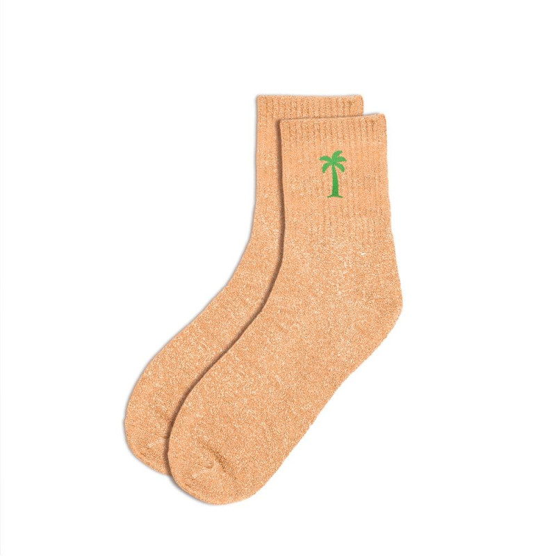 chaussettes orange paillettes palmier