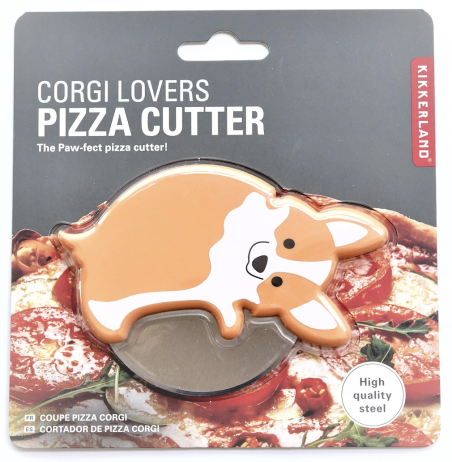 coupe pizza chien corgi kikkerland