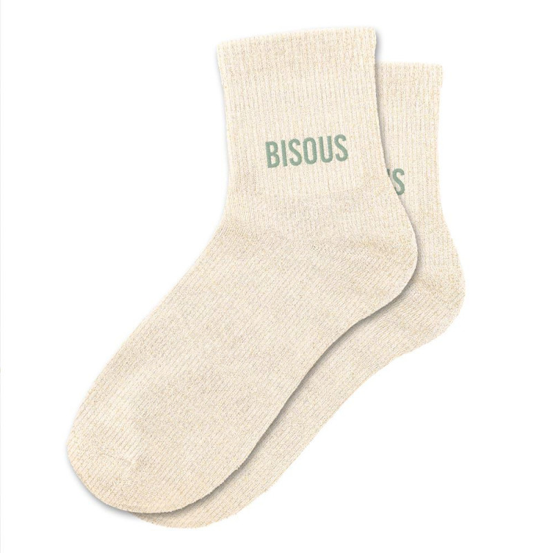 chaussettes beiges paillettes bisous mycrazystuff.com