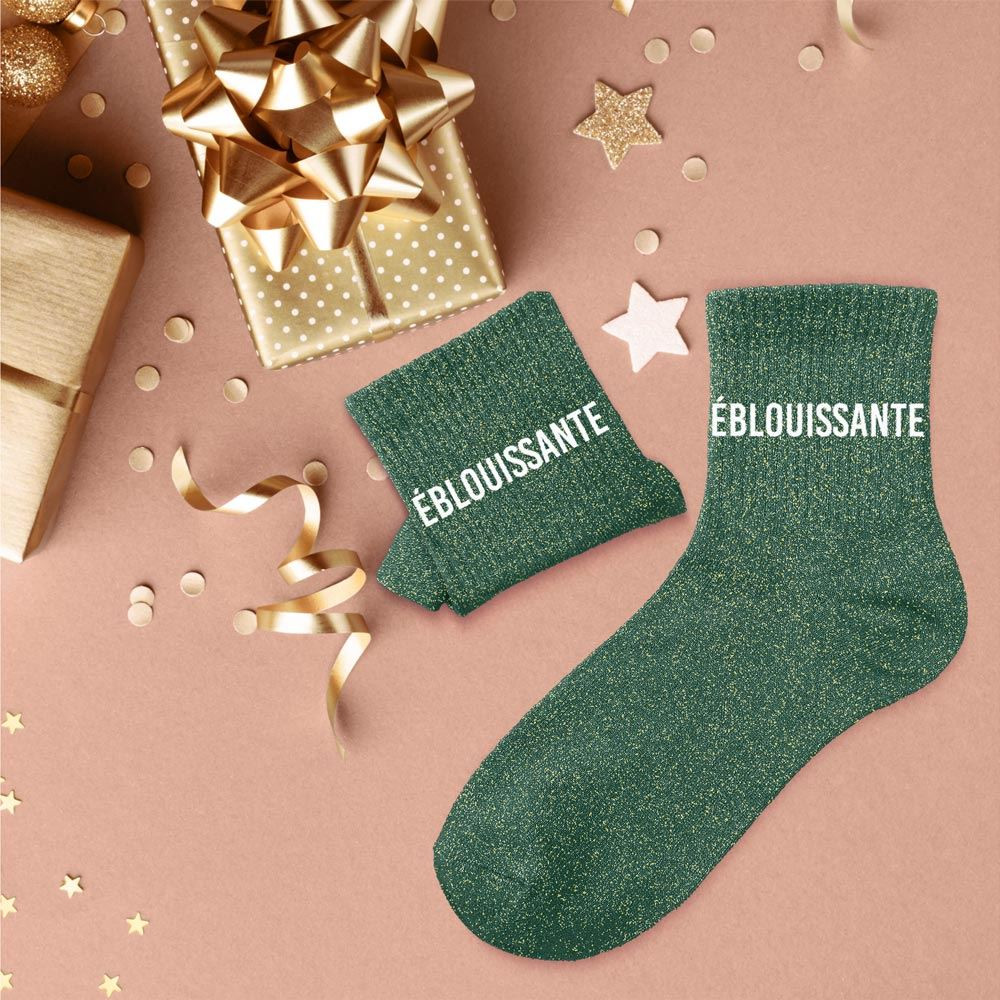 chaussettes vertes paillettes éblouissante mycrazystuff.com