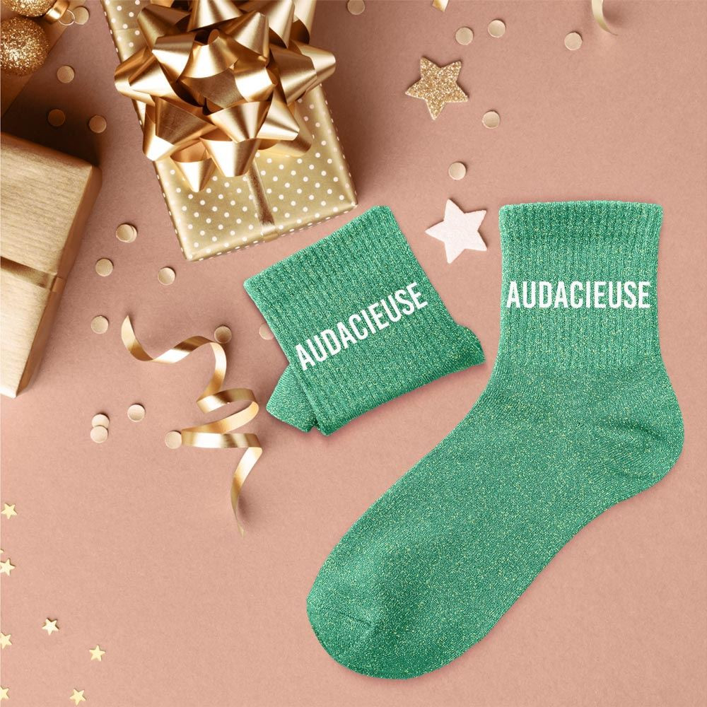 chaussettes vertes paillettes audacieuse mycrazystuff.com