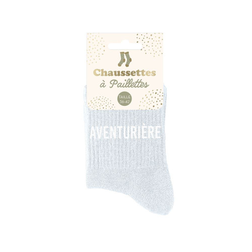 chaussettes grises paillettes aventurière Mycrazystuff.com