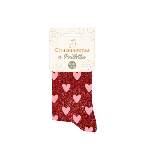 chaussettes courtes rouges paillettes coeur mycrazystuff.com