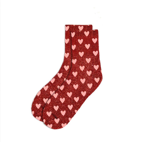 chaussettes courtes rouges paillettes coeur mycrazystuff.com