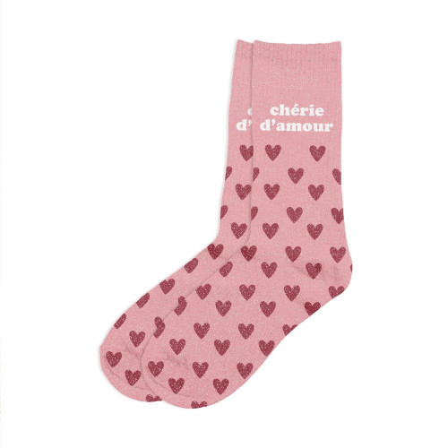 chaussettes roses paillettes chérie d'amour mycrazystuff.com