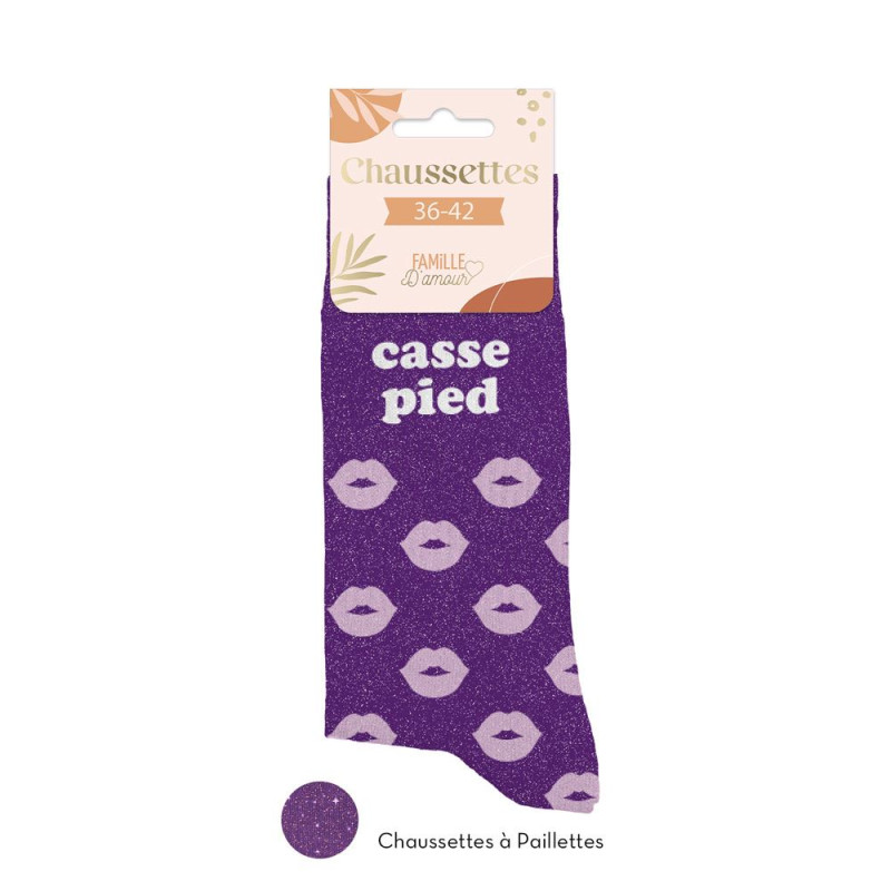 chaussettes violettes paillettes casse pied mycrazystuff.com