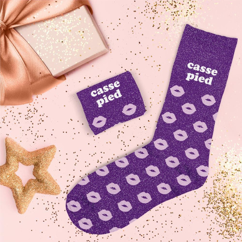 chaussettes violettes paillettes casse pied mycrazystuff.com