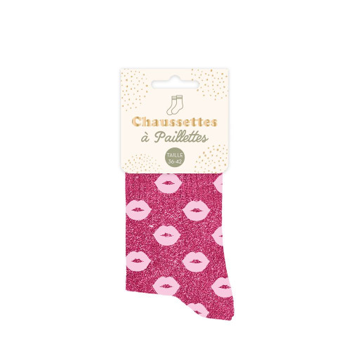 chaussettes courtes paillettes rose bouche mycrazystuff.com