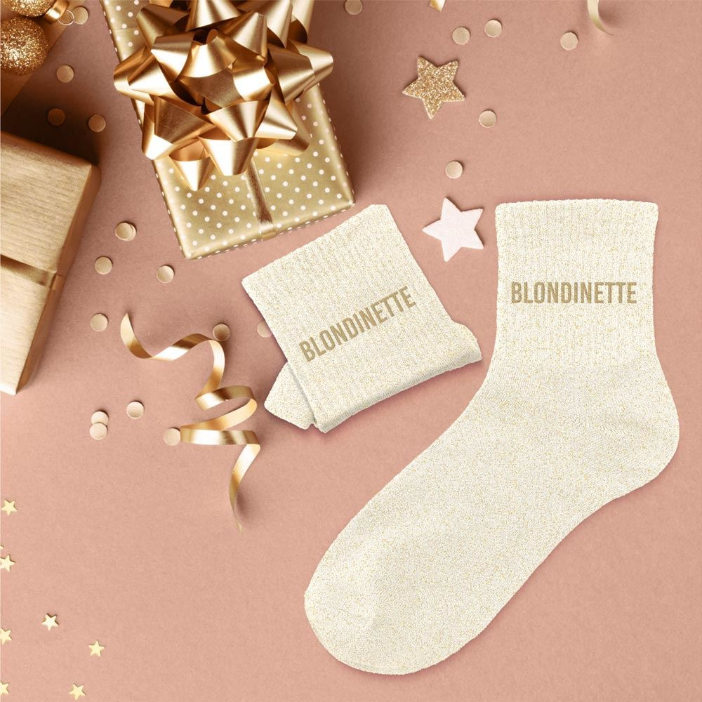 chaussettes beiges paillettes blondinette mycrazystuff.com