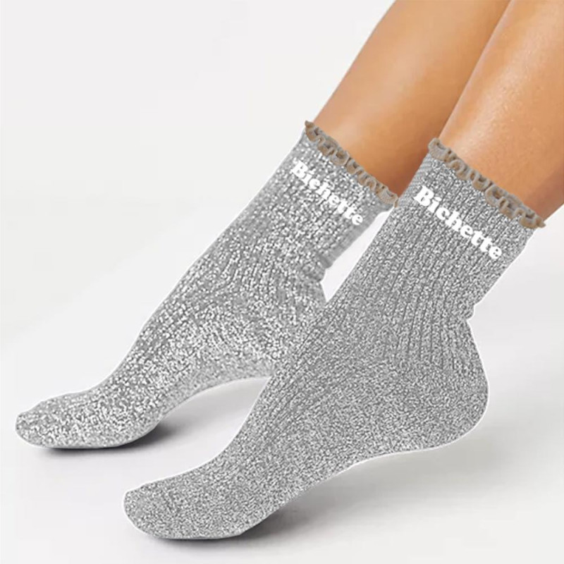 chaussettes feston courtes grises paillettes bichette mycrazystuff.com