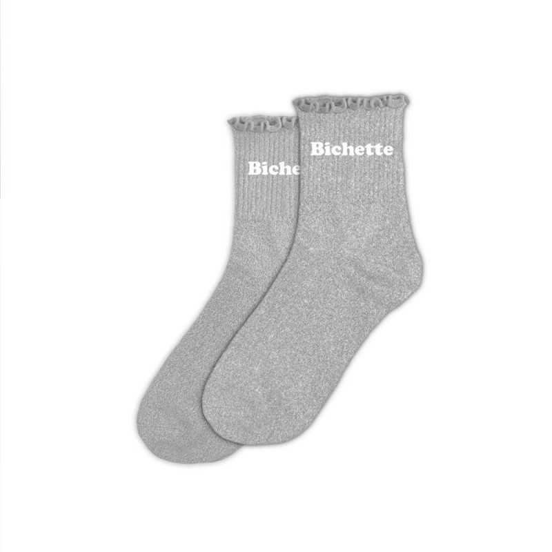 chaussettes feston courtes grises paillettes bichette mycrazystuff.com