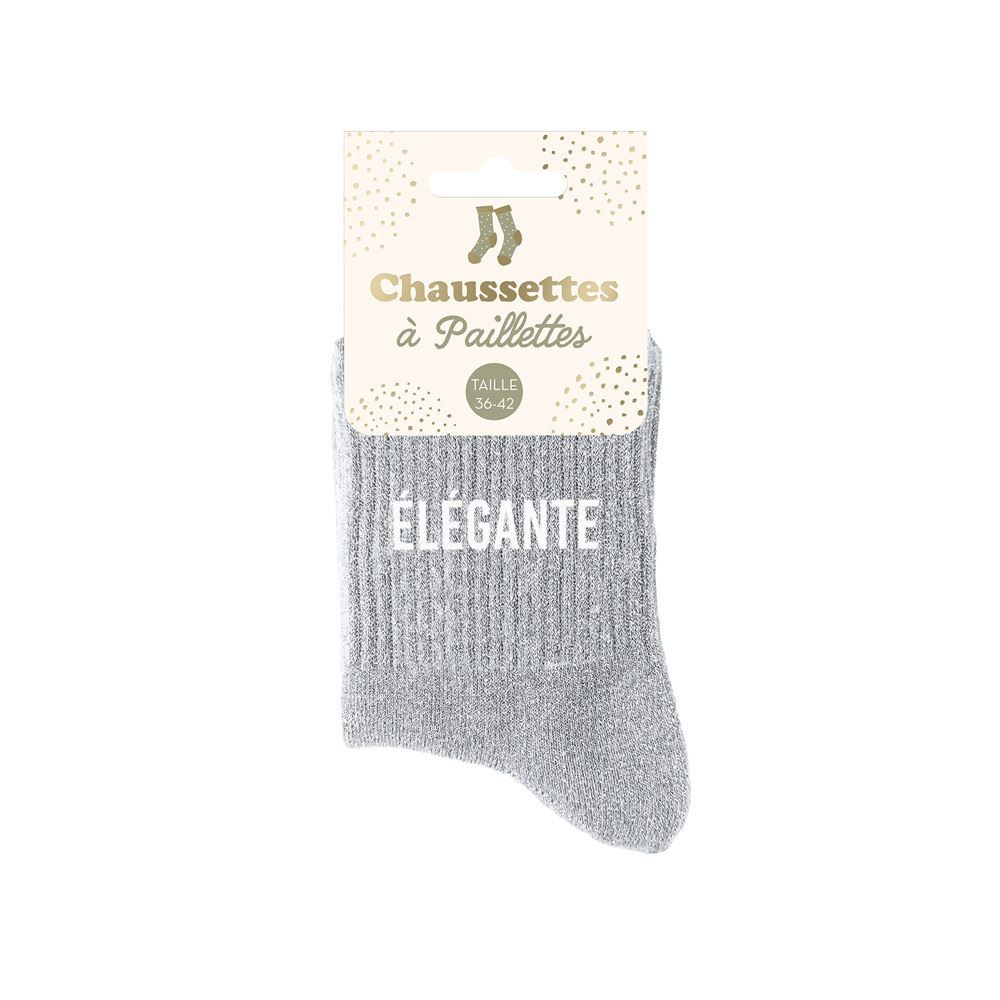 chaussettes paillettes grises elegante mycrazystuff.com