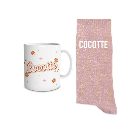 coffret mug chaussettes paillettes rose cocotte mycrazystuff.com