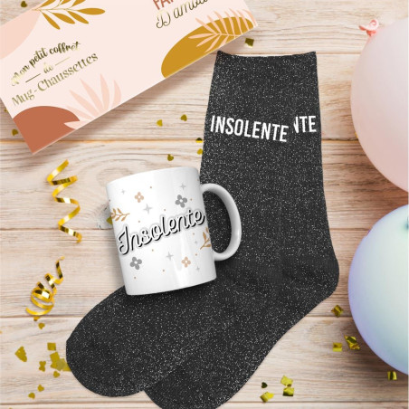 coffret mug chaussettes noires paillettes insolente mycrazystuff.com