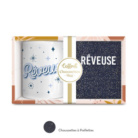 coffret mug chaussettes bleues paillettes rêveuse mycraztsuff.com