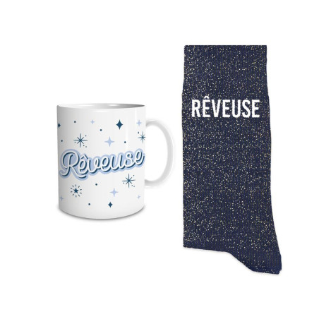 coffret mug chaussettes bleues paillettes rêveuse mycraztsuff.com