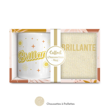 coffret mug chaussettes beiges paillettes brillante mycrazystuff.com