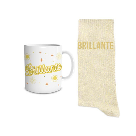 coffret mug chaussettes beiges paillettes brillante mycrazystuff.com