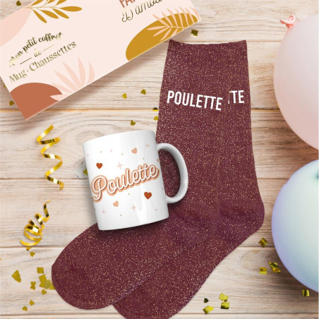 coffret mug chaussettes rouges paillettes poulette mycrazystuff.com