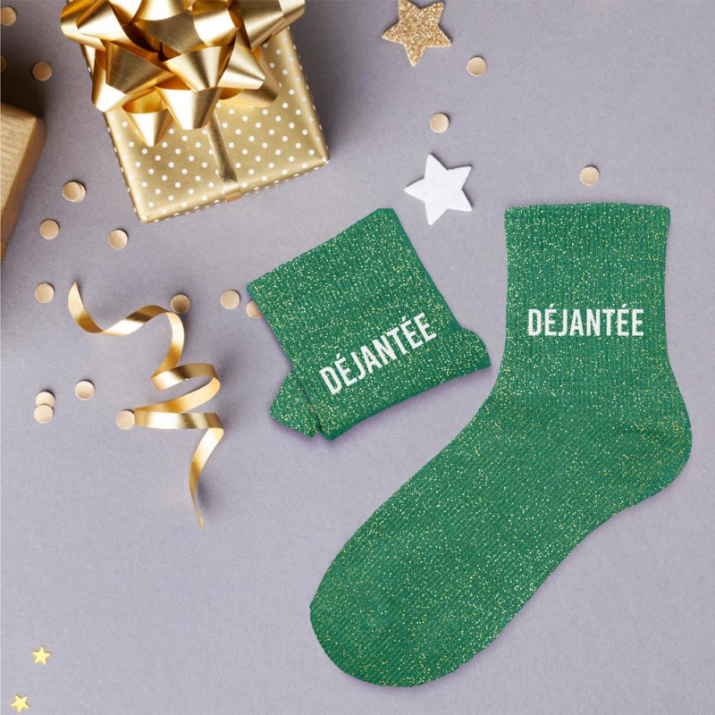 chaussettes vertes paillettes déjantée mycrazystuff.com