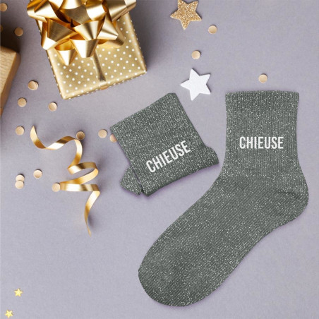 chaussettes grises paillettes chieuse mycrazystuff.com