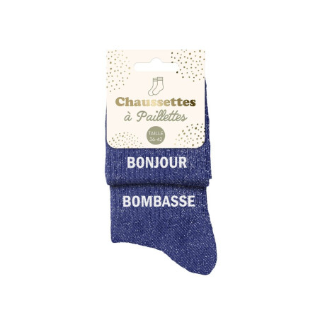 chaussettes bleues duo paillettes bonjour bombasse mycrazystuff.com