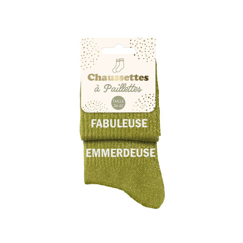 chaussettes duo vertes paillettes fabuleuse emmerdeuse mycrazystuff.com