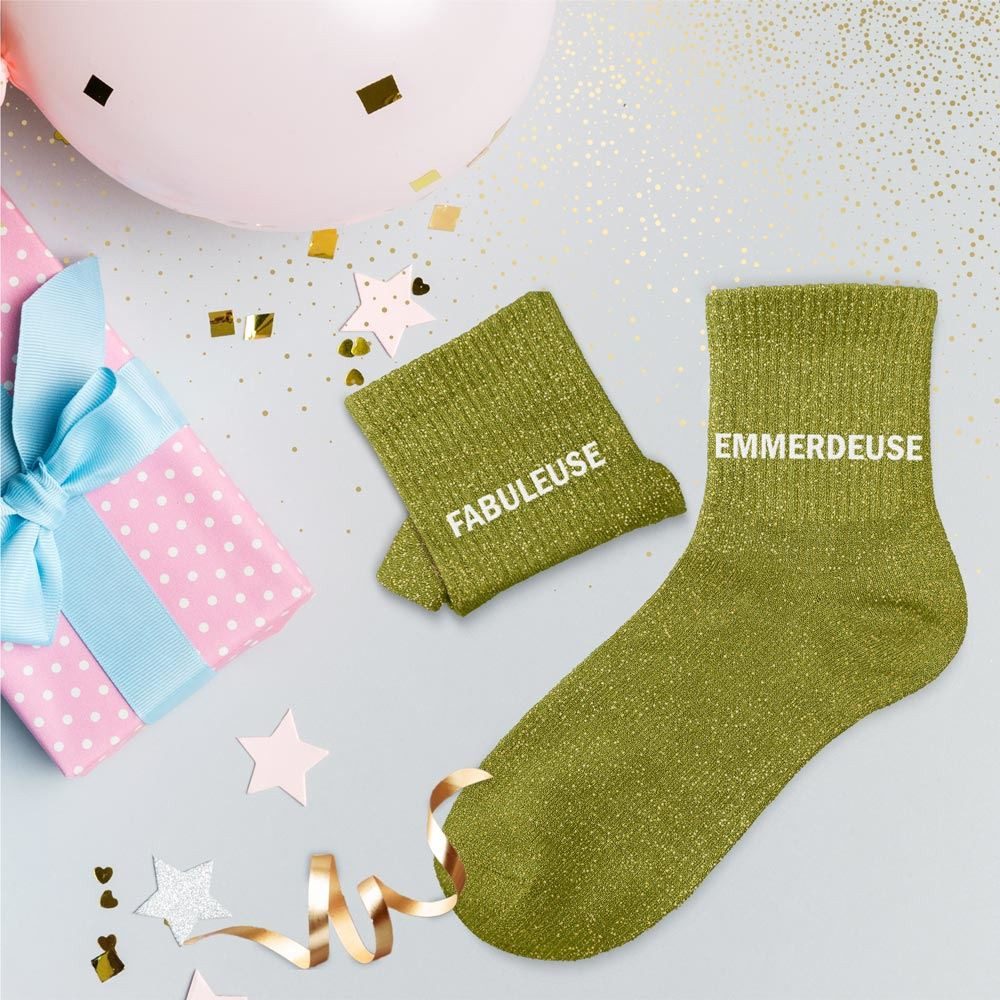 Paire De Chaussettes Paillettes Humour 'Emmerdeuse' - Taille 36-42 - Sudtraiding - Neuf