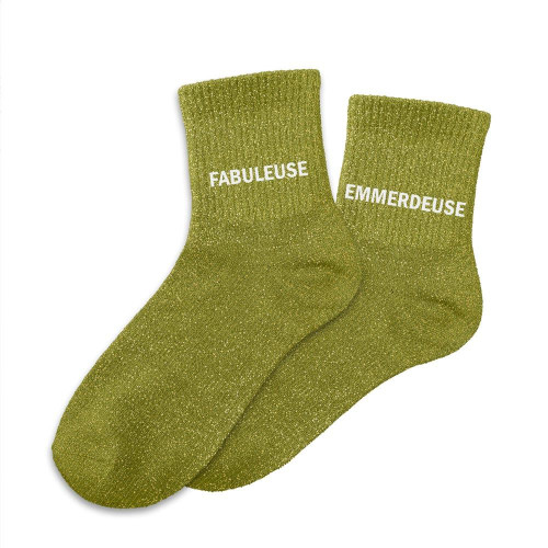 chaussettes duo vertes paillettes fabuleuse emmerdeuse mycrazystuff.com