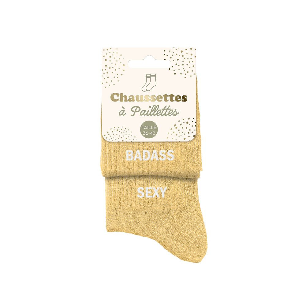 chaussettes duo beiges paillettes badass sexy mycrazystuff.com