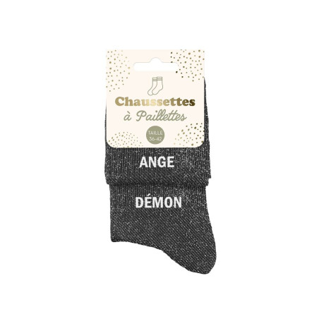 chaussettes qui noires paillettes ange démon mycrazystuff.com