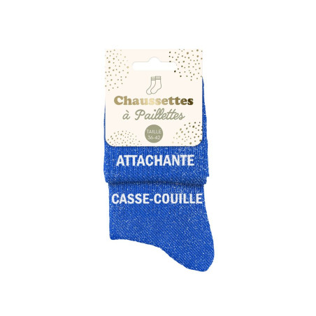 chaussettes duo bleues paillettes attachante casse couille mycrazystuff.com