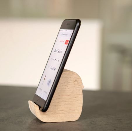 support de telephone en bois de hêtre oiseau kikkerland mycrazystuff.com