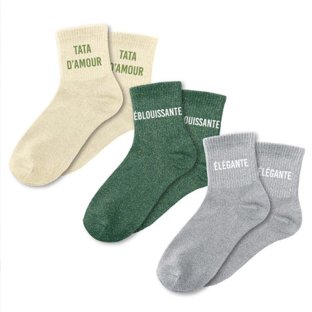 lot 3 paires de chaussettes paillettes tata d'amour éblouissante élégante mycrazystuff.com