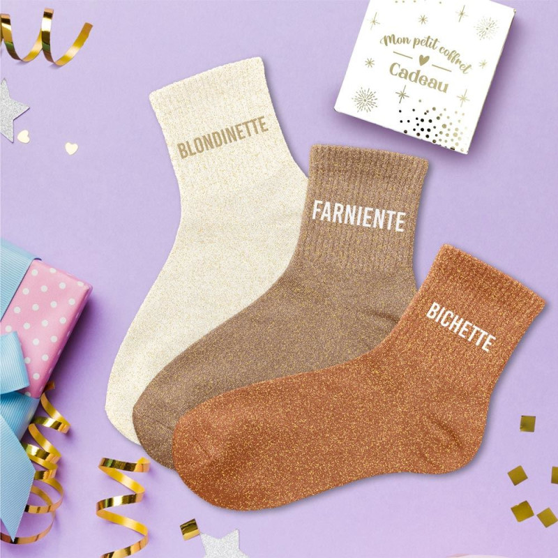 lot 3 paires de chaussettes paillettes blondinette farniente bichette mycrazystuff.com