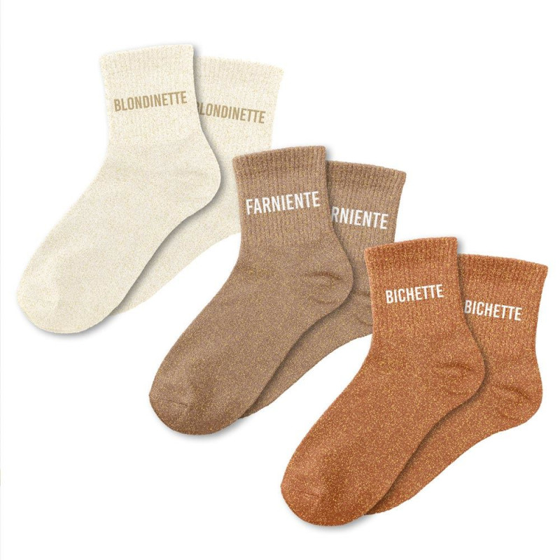 lot 3 paires de chaussettes paillettes blondinette farniente bichette mycrazystuff.com