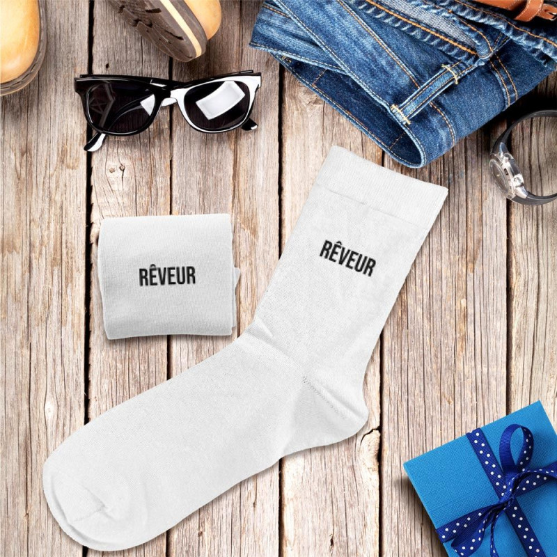 chaussettes blanches sport homme rêveur mycrazystuff.com
