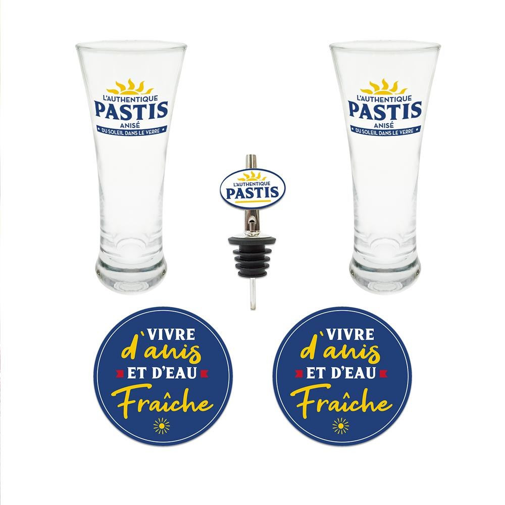 Coffret Cadeau 'Le Pastis De Papa' - Verre Personnalisé Et Bec Verseur En Métal, Idéal Pour Les Amateurs