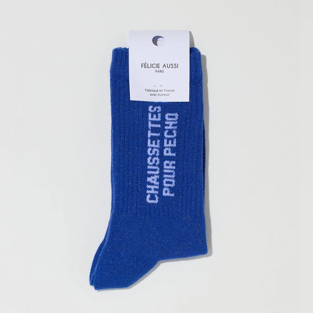 chaussettes pour pécho bleues à paillettes Felicie aussi mycrazystuff.com