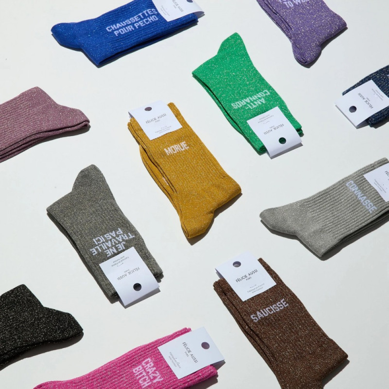 chaussettes pour pécho bleues à paillettes Felicie aussi mycrazystuff.com