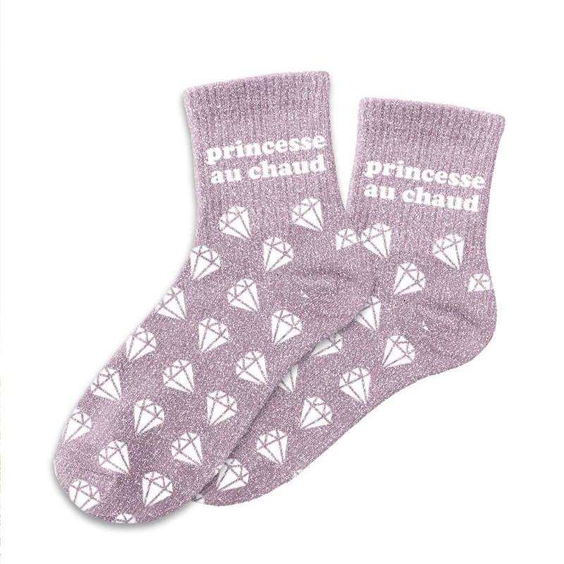 Chaussettes paillettes roses princesse au chaud