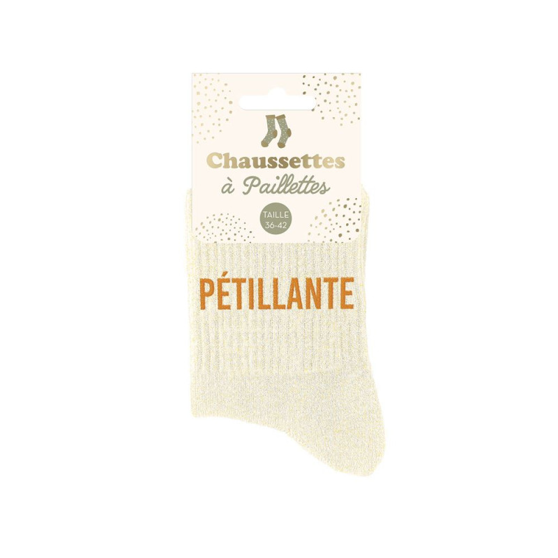 chaussettes paillettes beiges petillante Mycrazystuff.com