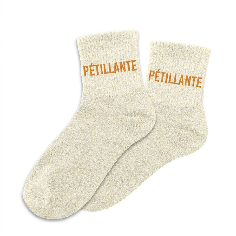 chaussettes paillettes beiges petillante Mycrazystuff.com