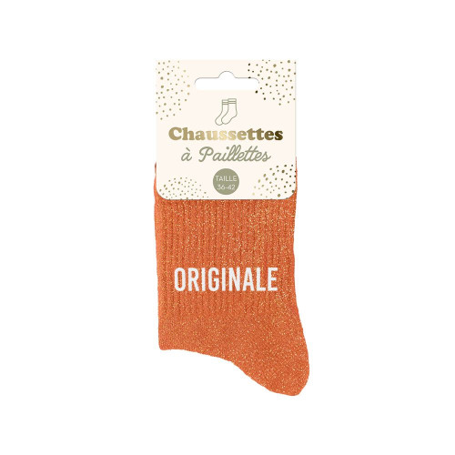 chaussettes oranges paillettes originale mycrazystuff.com