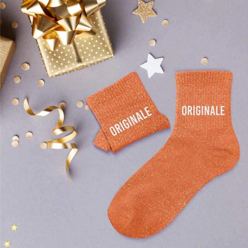 chaussettes oranges paillettes originale mycrazystuff.com