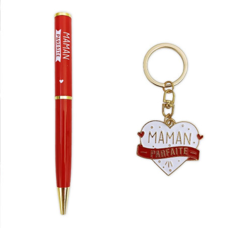 coffret stylo et porte clés maman parfaite mycrazystuff.com